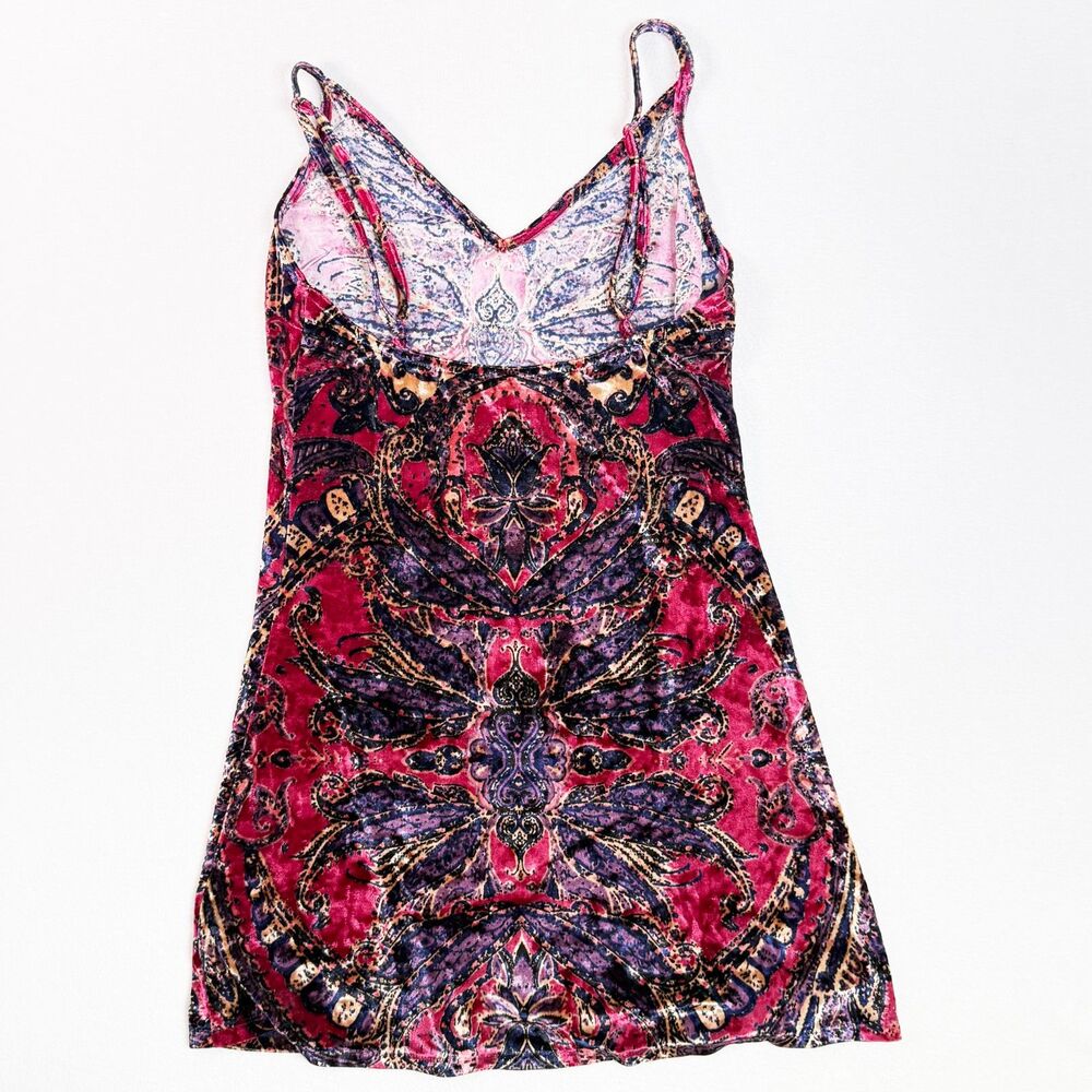 Free People Intimately | Velvet Boho Jewel Tone Mini Slip Dress | Sz M - Picture 7 of 7